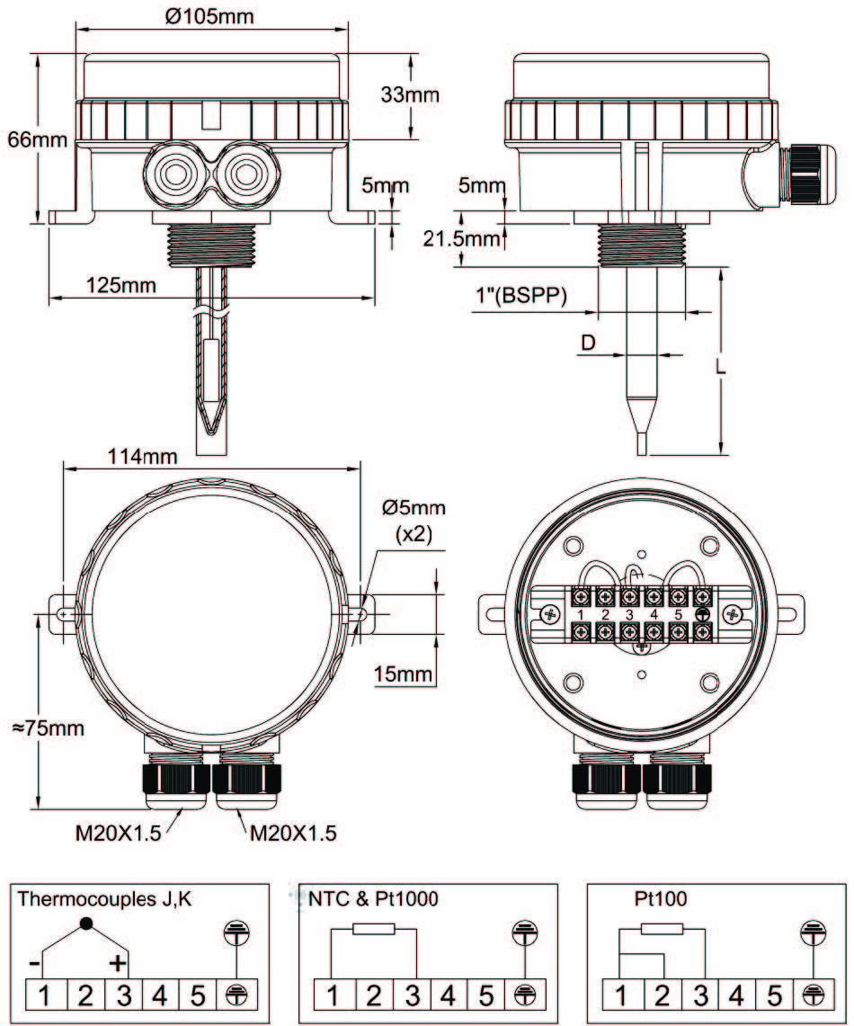 Sonde température capteur T1 PT1000